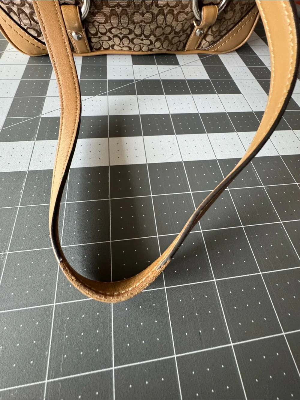 Coach Brown Signature Canvas Tote with Tan Leather Trim - Picture 7 of 16